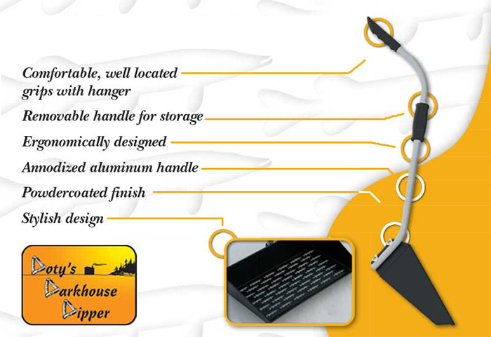 Diagram of Doty's Darkhouse Dipper showcasing the product's features